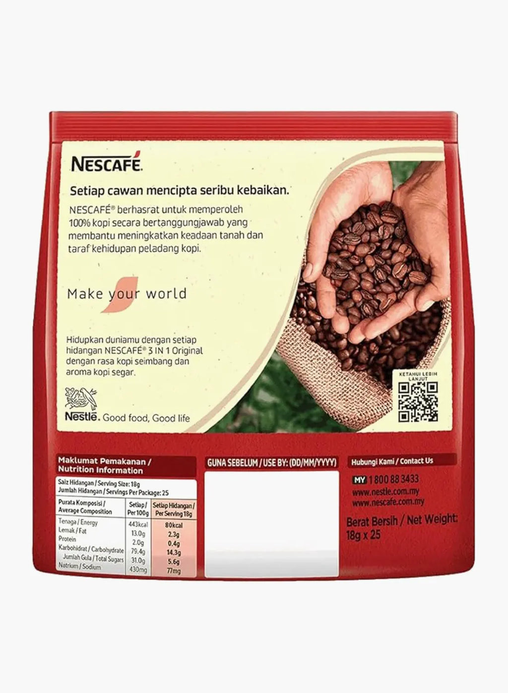 Nescafe 3-in-1 Instant Coffee Sticks Original (25 x 18g)