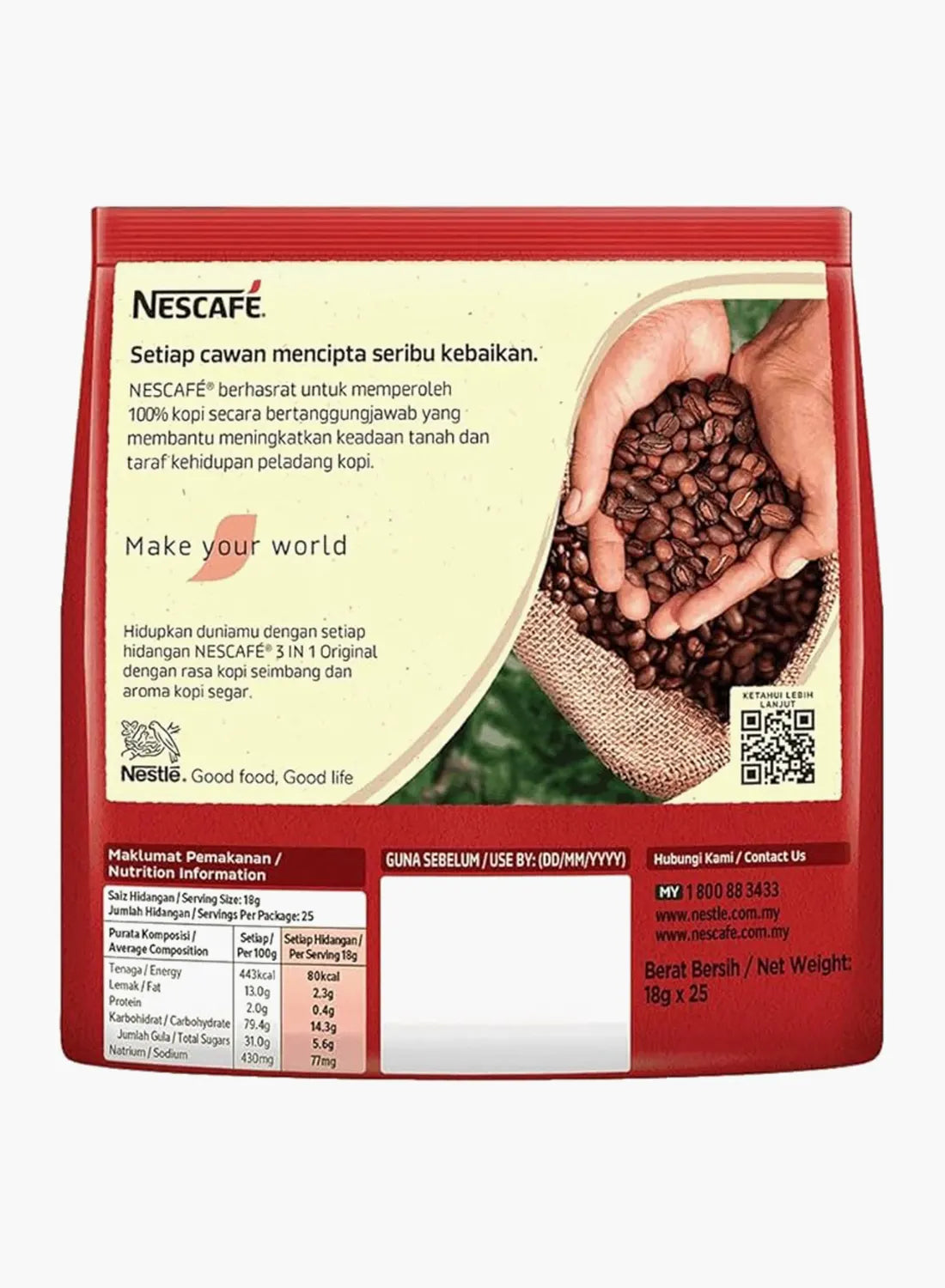 Nescafe 3-in-1 Instant Coffee Sticks Original (25 x 18g)