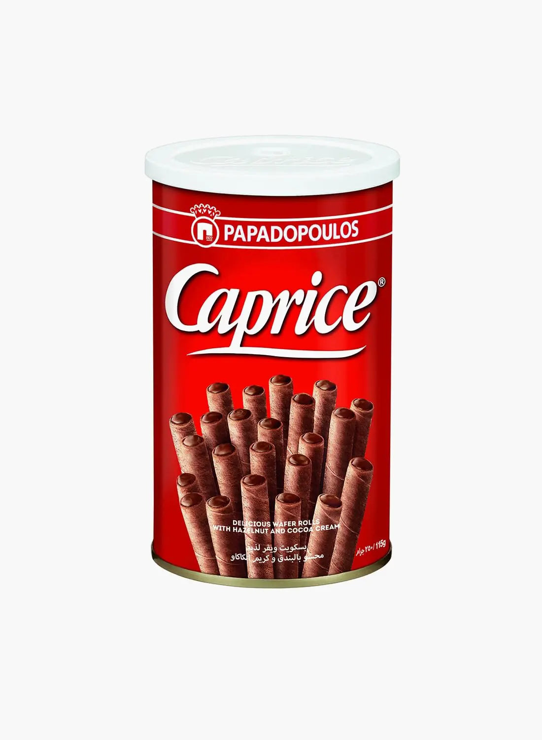 Caprice Classic Wafer Roll Sticks with Hazelnut & Cocoa Cream | Crispy Wafer Snack | Vegetarian | 115g
