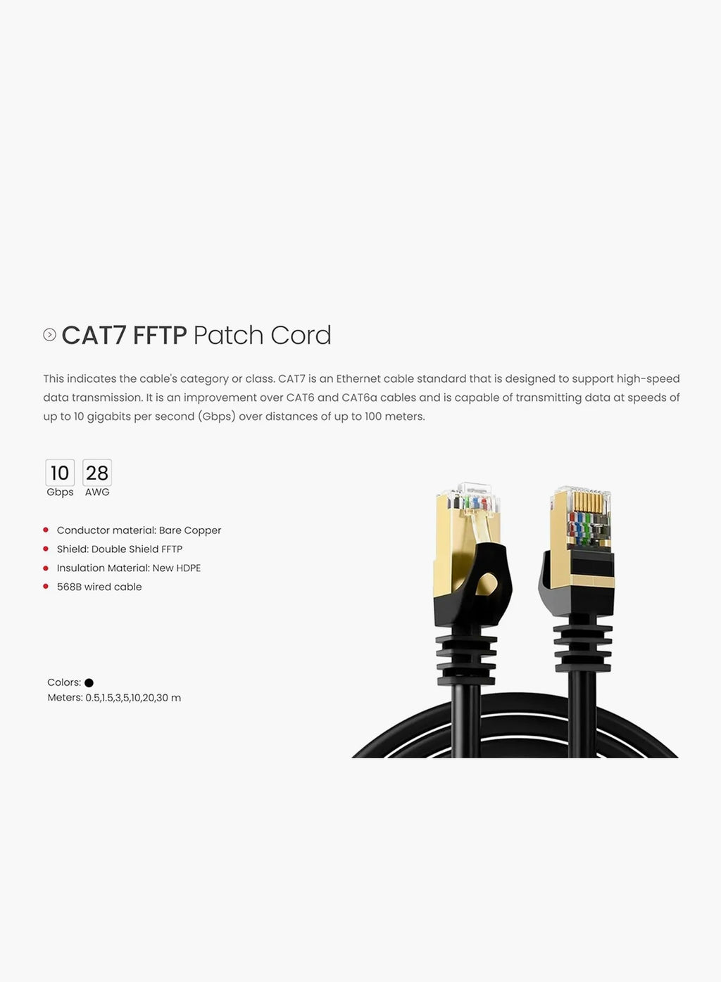 SMARTLINK CAT7 FFTP Double Shielded Patch Cord - Black 10GB