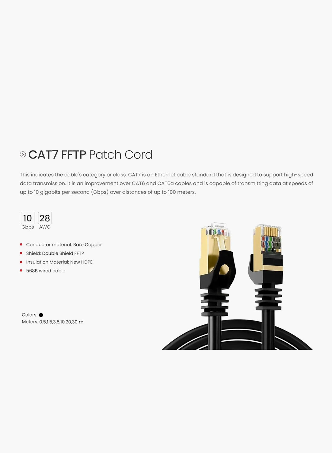 SMARTLINK CAT7 FFTP Double Shielded Patch Cord - Black 10GB