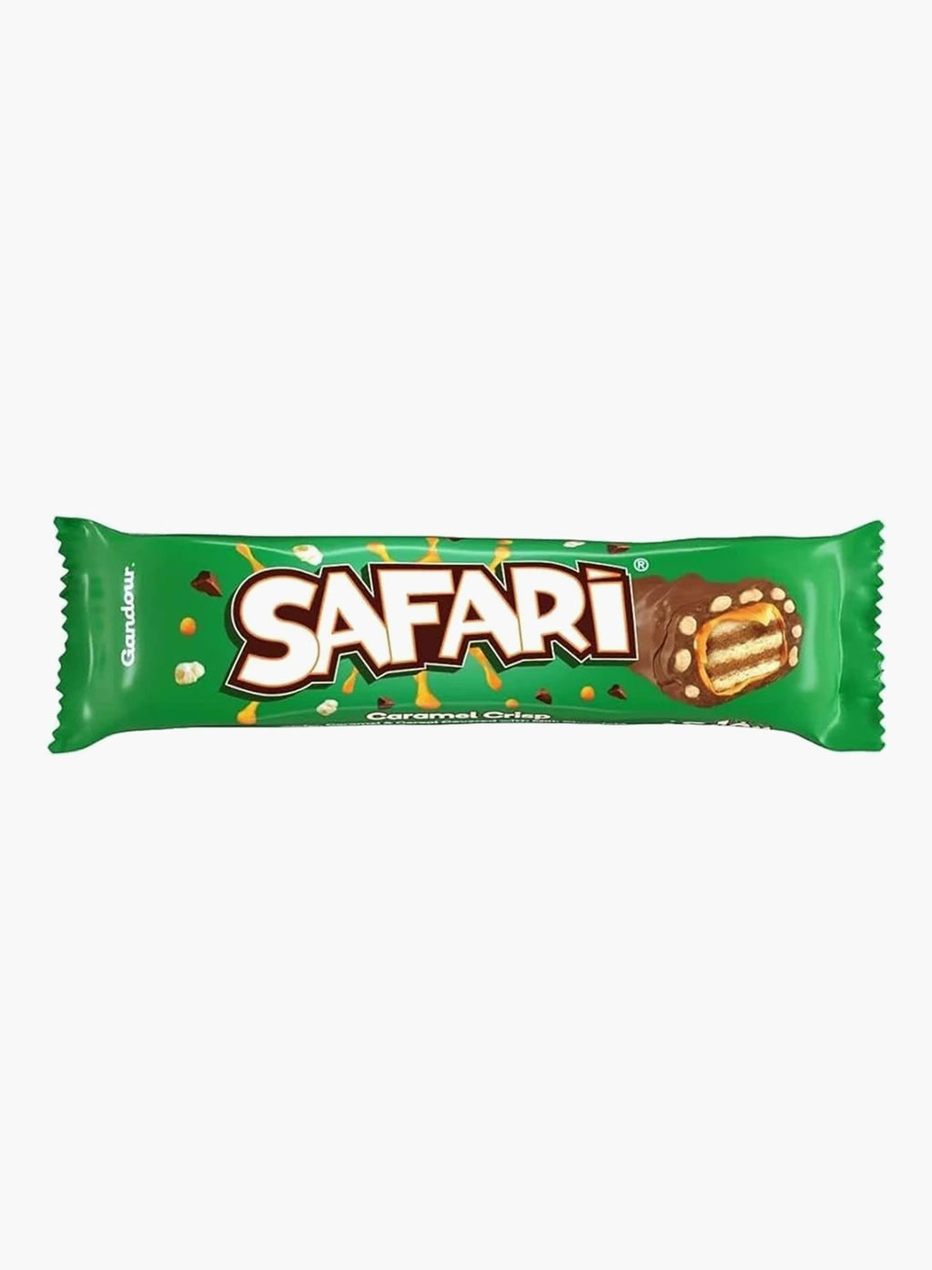Gandour Safari Caramel Crunch Chocolate Bar | Milk Chocolate with Crunchy Caramel | 32g x 12 Pack (384g)