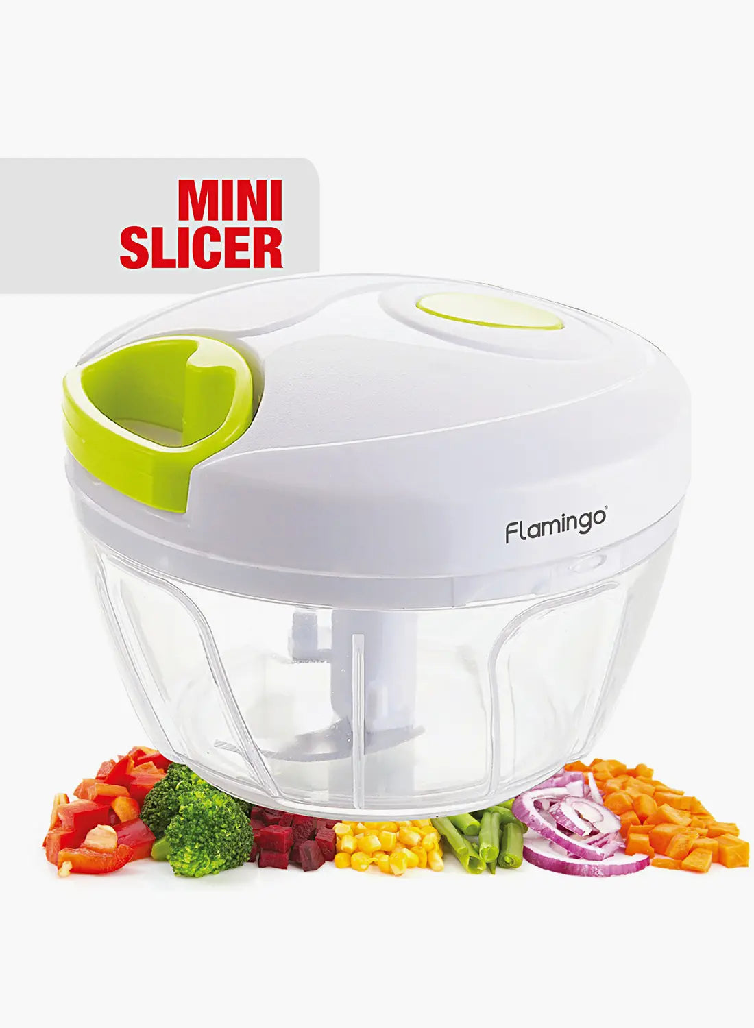 Flamingo FL4271KT Mini Slicer 400ml | Manual Vegetable Chopper | Stainless Steel Blades | Storage Box | Compact Design