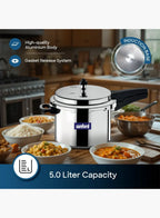 Sanford SF3253PC Aluminium Pressure Cooker 5L | Induction Base | Dual Safety Valve | Heavy Duty Cooker