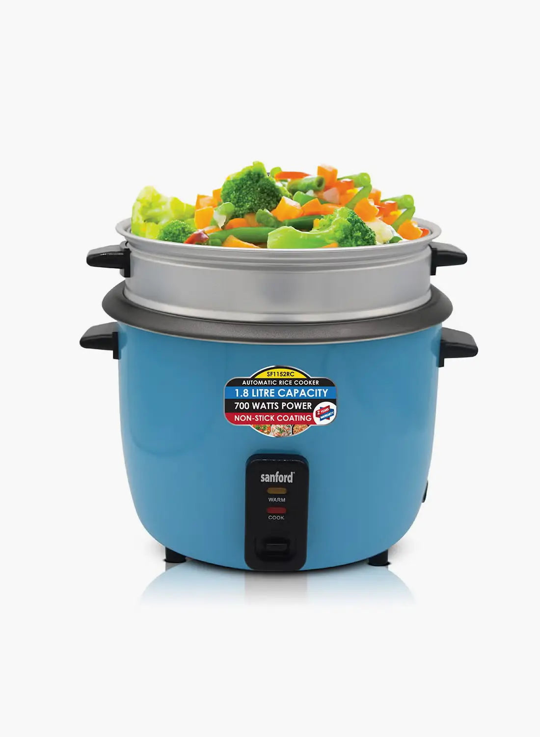 Sanford SF1152RC Rice Cooker 1.8L 700W | Glass Lid | Non-Stick Inner Pot | Auto Keep Warm | With Steamer