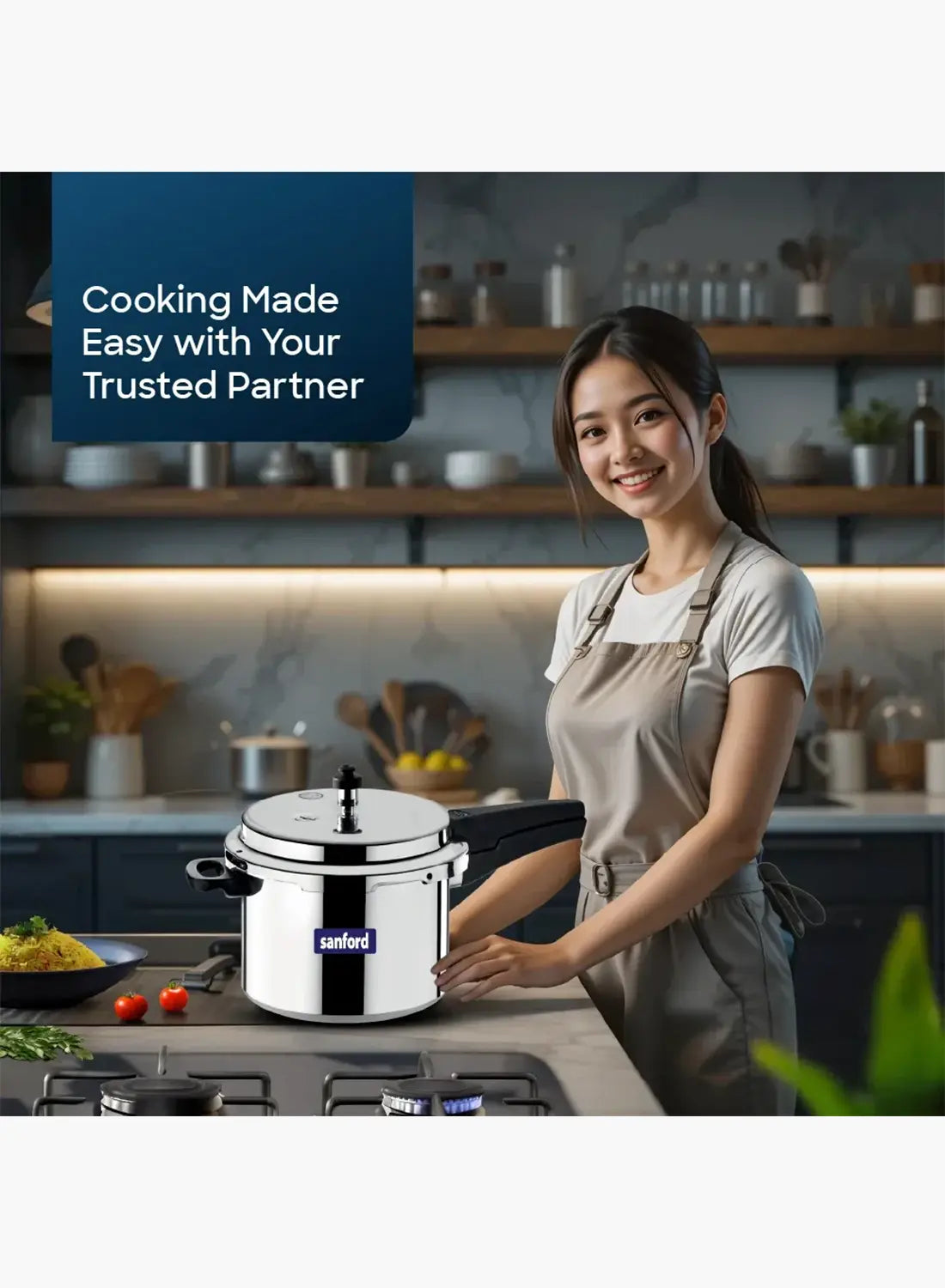 Sanford SF3253PC Aluminium Pressure Cooker 5L | Induction Base | Dual Safety Valve | Heavy Duty Cooker