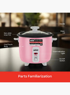 Sanford SF1156RC Rice Cooker 0.4L 200W | Compact Mini Cooker | Non-Stick Pot | Glass Lid | Single Serving
