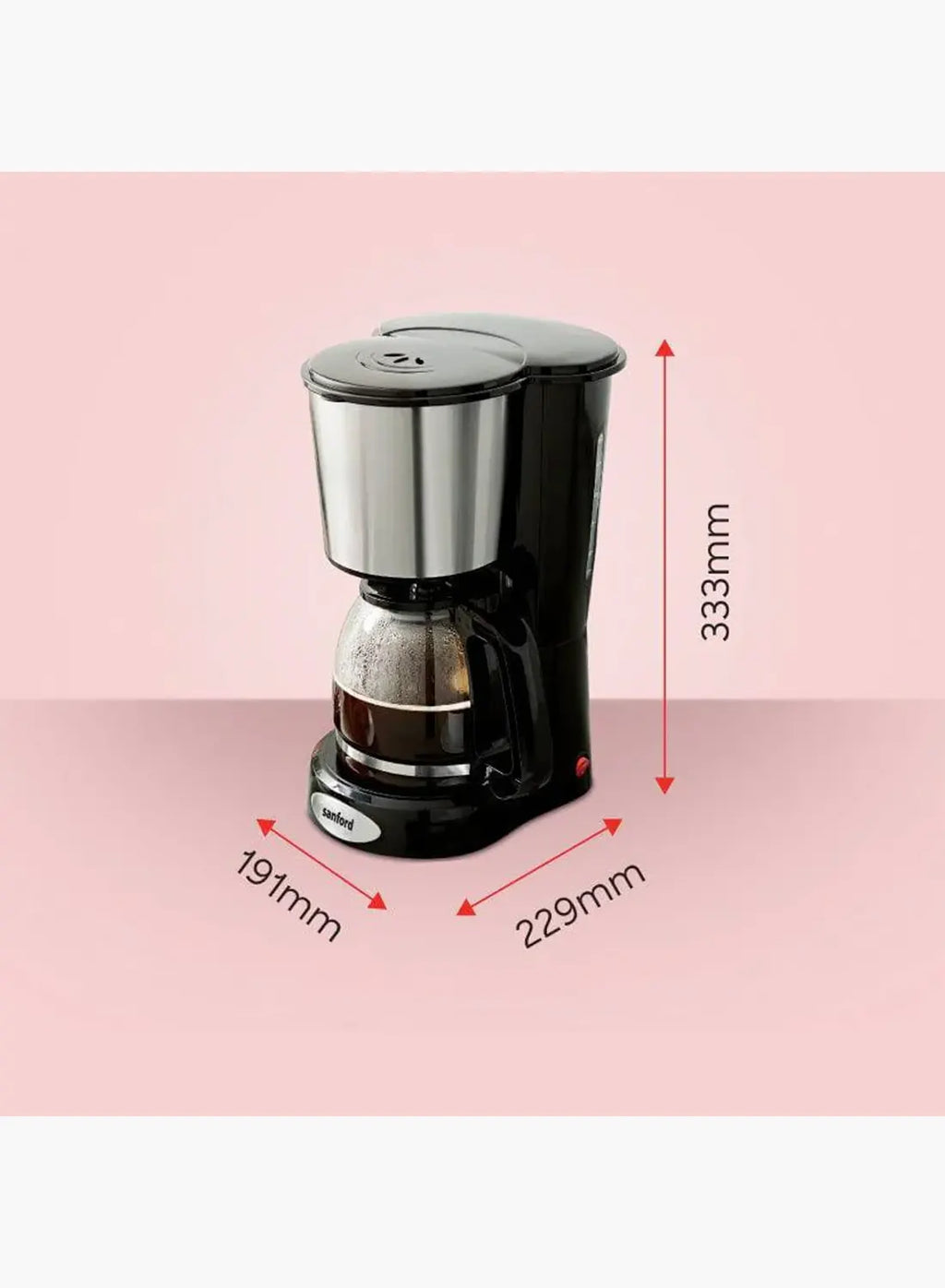 Sanford SF1394CM BS Coffee Maker 1.5L 900W | 12 Cups | Drip Coffee Machine | Keep Warm | Anti-Drip | Black