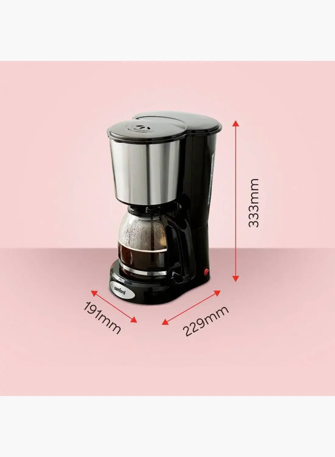 Sanford SF1394CM BS Coffee Maker 1.5L 900W | 12 Cups | Drip Coffee Machine | Keep Warm | Anti-Drip | Black