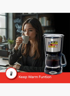 Sanford SF1394CM BS Coffee Maker 1.5L 900W | 12 Cups | Drip Coffee Machine | Keep Warm | Anti-Drip | Black