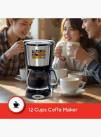 Sanford SF1394CM BS Coffee Maker 1.5L 900W | 12 Cups | Drip Coffee Machine | Keep Warm | Anti-Drip | Black