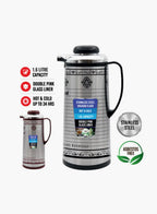 Sanford SF1688VF Vacuum Flask 1.6L | Hot & Cold 24 Hours | Leak-Proof | Glass Liner | Stainless Steel Body