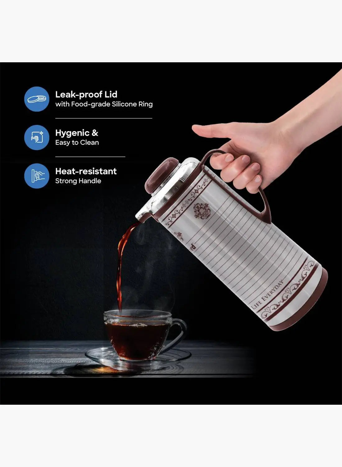 Sanford SF1688VF Vacuum Flask 1.6L | Hot & Cold 24 Hours | Leak-Proof | Glass Liner | Stainless Steel Body