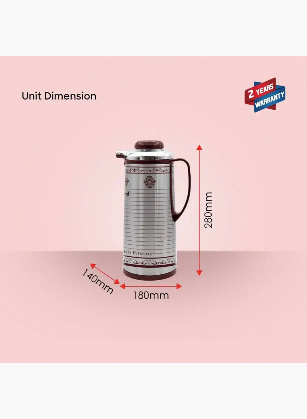 Sanford SF1688VF Vacuum Flask 1.6L | Hot & Cold 24 Hours | Leak-Proof | Glass Liner | Stainless Steel Body