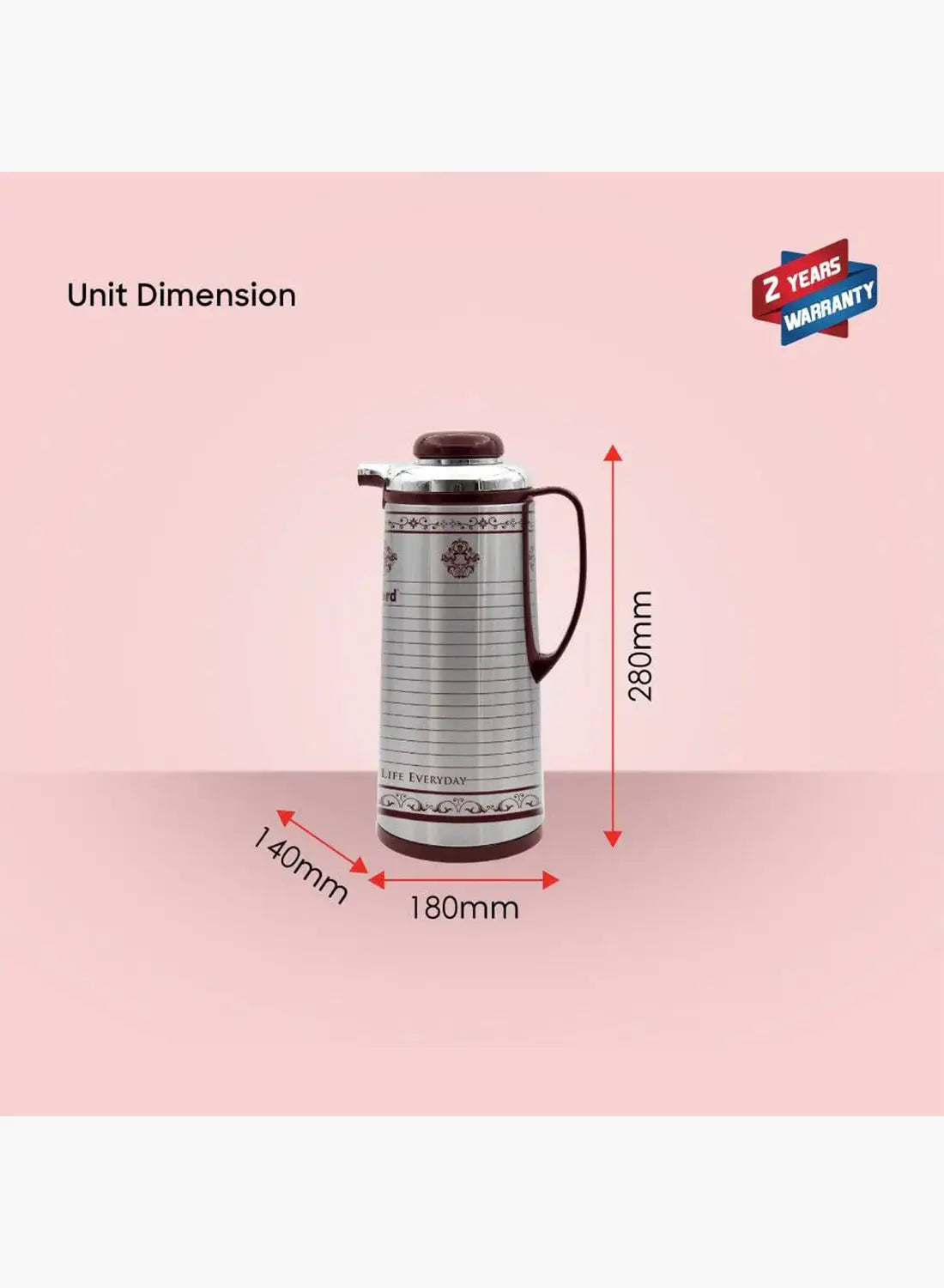 Sanford SF1688VF Vacuum Flask 1.6L | Hot & Cold 24 Hours | Leak-Proof | Glass Liner | Stainless Steel Body