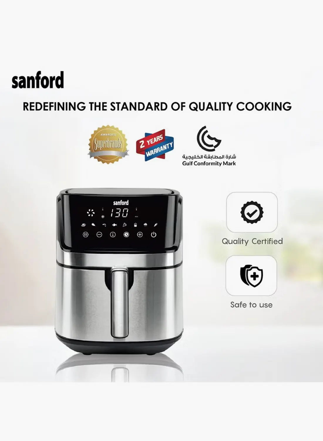 Sanford SF2454AF KC Stainless Steel Digital Air Fryer 7L 1700W | 8 Preset Menus | Vortex Technology | Oil-Free Cooking