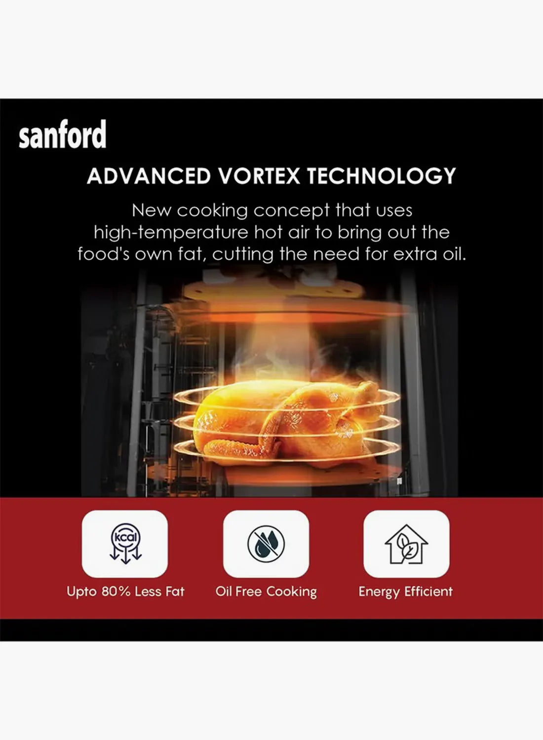 Sanford SF2454AF KC Stainless Steel Digital Air Fryer 7L 1700W | 8 Preset Menus | Vortex Technology | Oil-Free Cooking