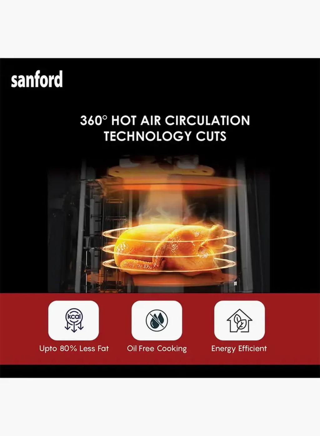 Sanford SF2455AF KC Digital Air Fryer 4L 1400W | LED Touch Display | 7 Preset Menus | Oil-Free Cooking