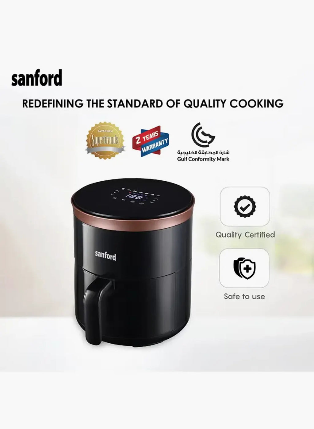 Sanford SF2455AF KC Digital Air Fryer 4L 1400W | LED Touch Display | 7 Preset Menus | Oil-Free Cooking