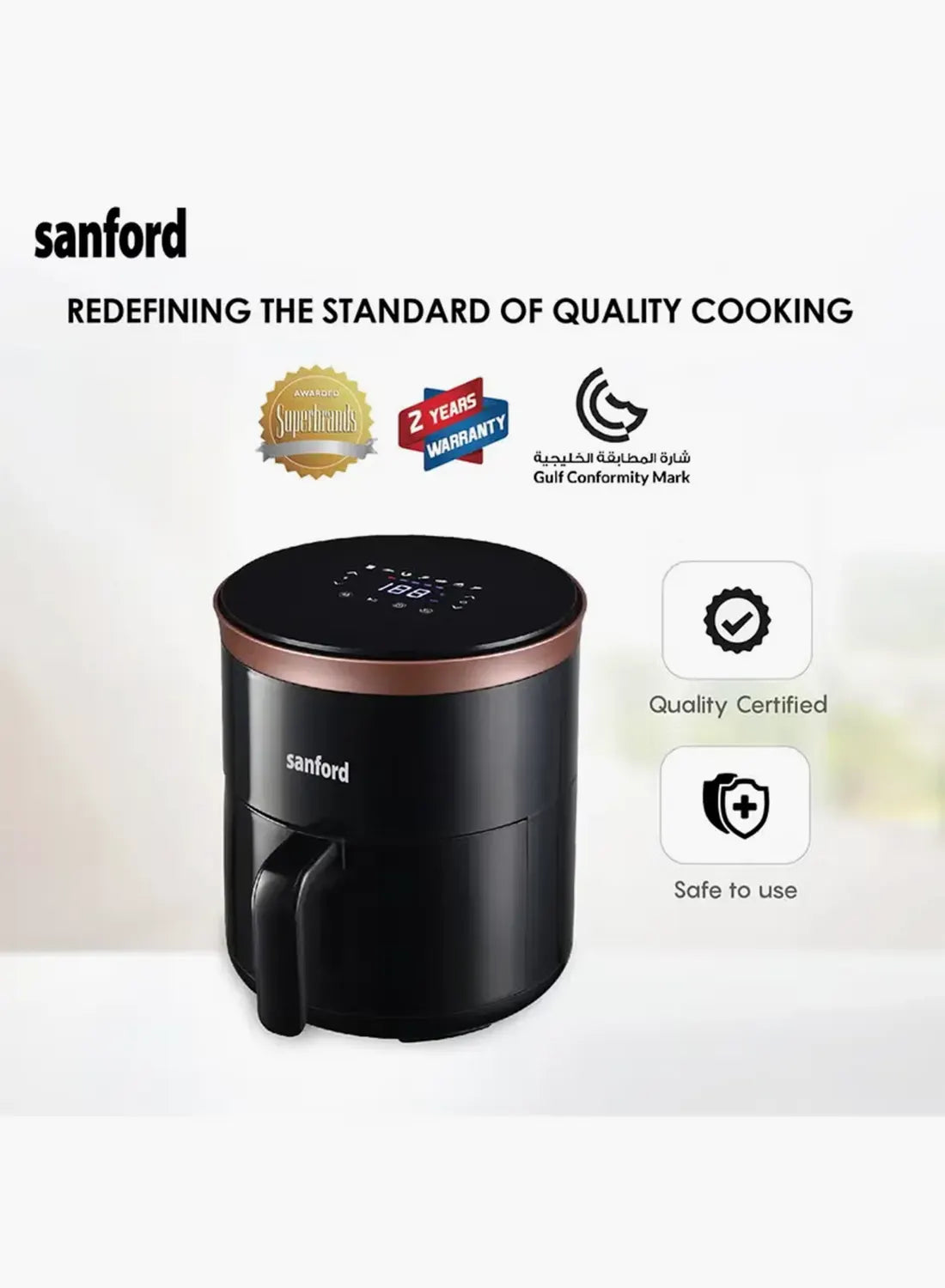 Sanford SF2455AF KC Digital Air Fryer 4L 1400W | LED Touch Display | 7 Preset Menus | Oil-Free Cooking