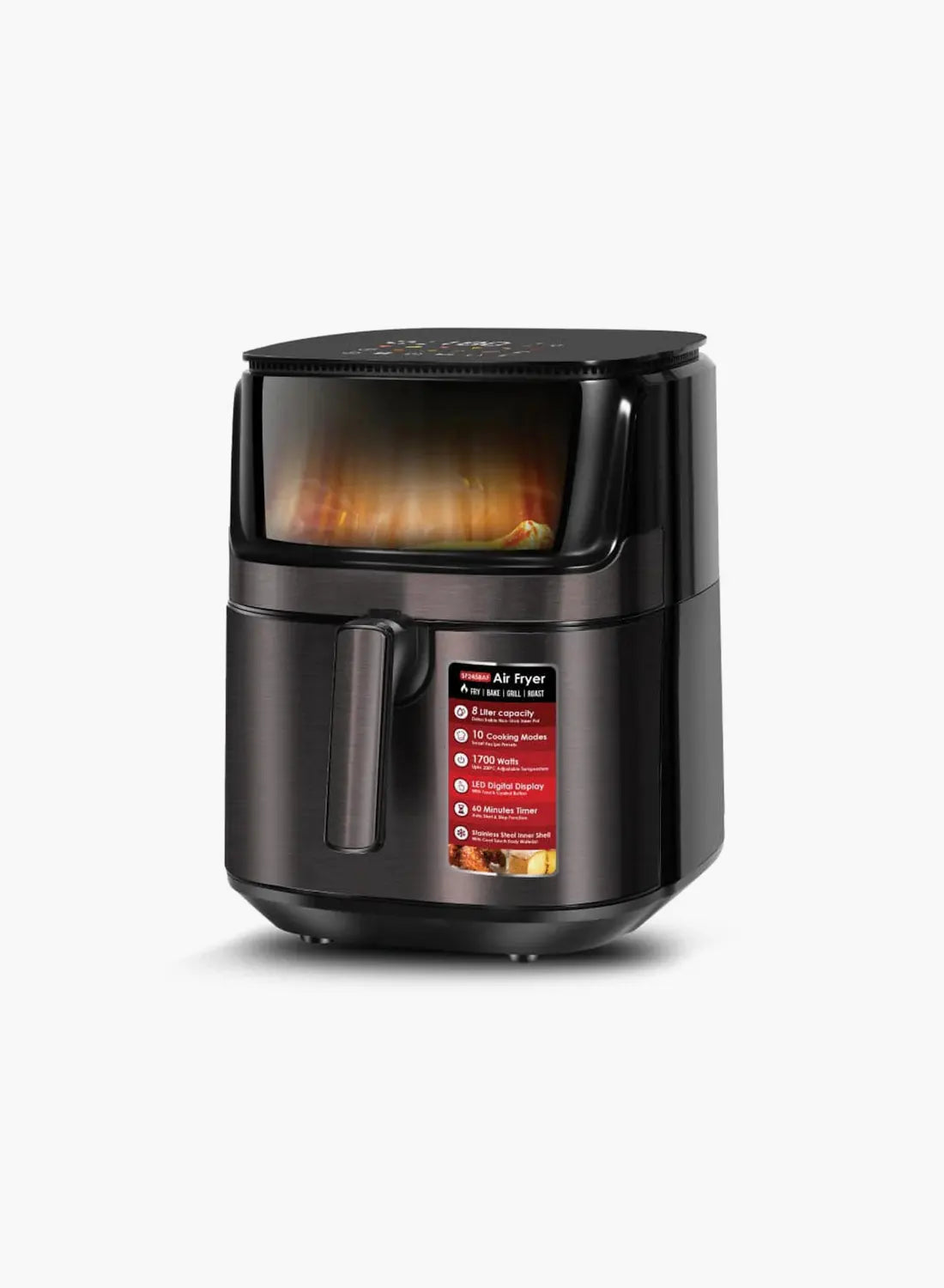 Sanford SF2458AF BS Digital Air Fryer 8L 1700W with Window | 10 Cooking Modes | Triple Cooking Technology | Touch Control | Metallic