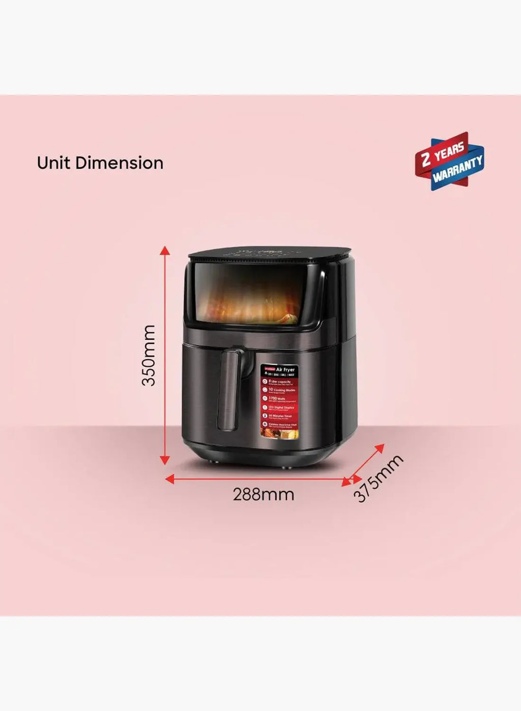 Sanford SF2458AF BS-D Digital Multi Air Fryer 8L 1700W | 10 Preset Programs | 360° Heat Circulation | Rapid Air Technology