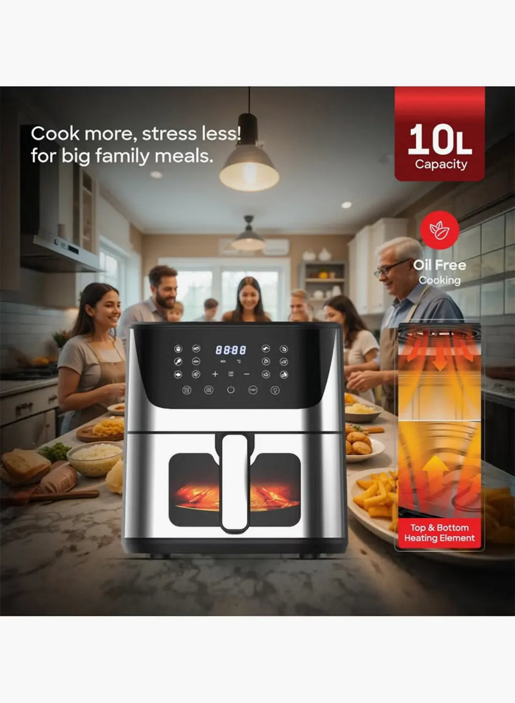 Sanford SF2460AF BS Digital Air Fryer 9.2L 2150W | 10 Preset Menus | LED Touch Display | Advanced Vortex Technology