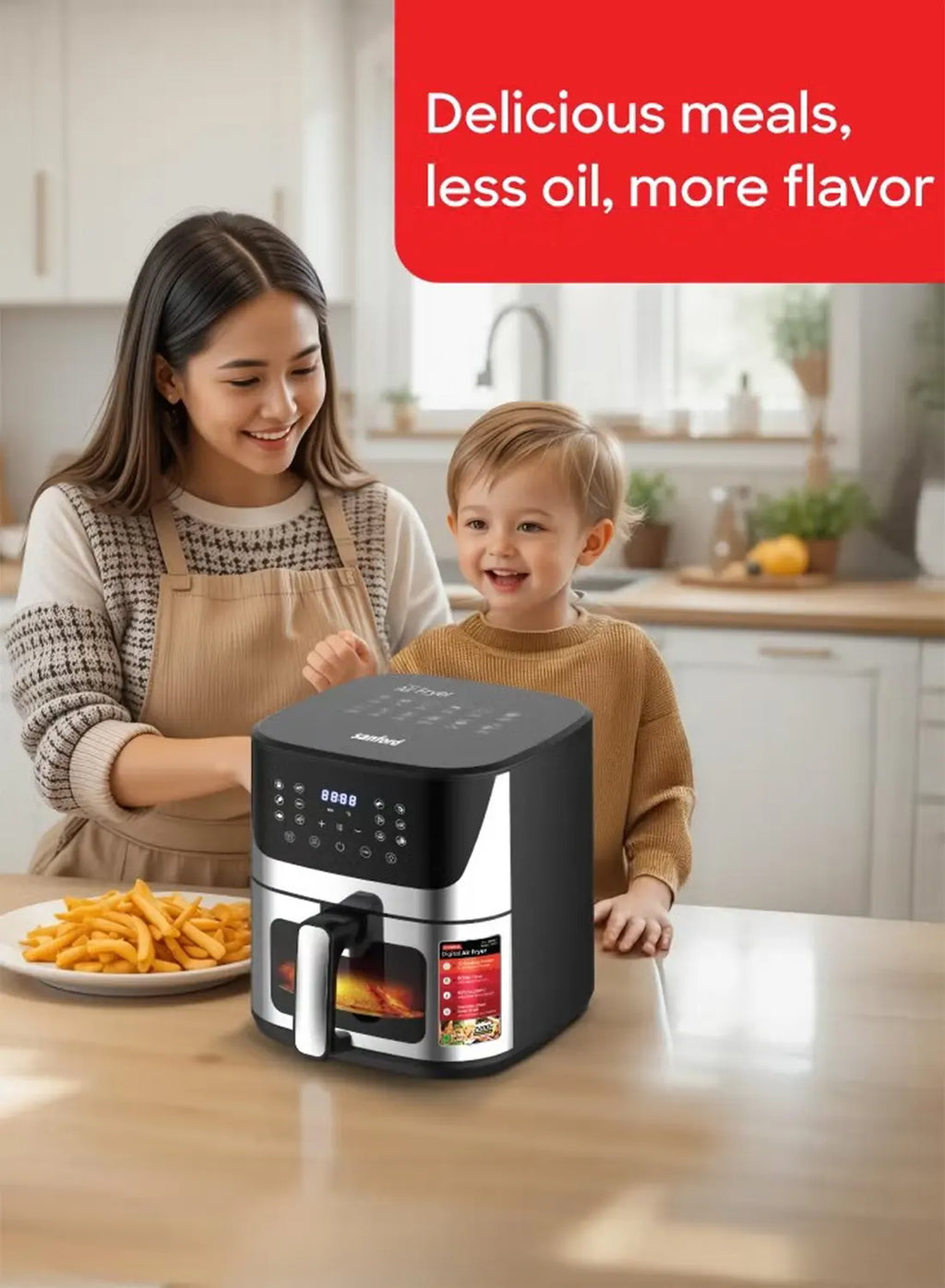 Sanford SF2460AF BS Digital Air Fryer 9.2L 2150W | 10 Preset Menus | LED Touch Display | Advanced Vortex Technology
