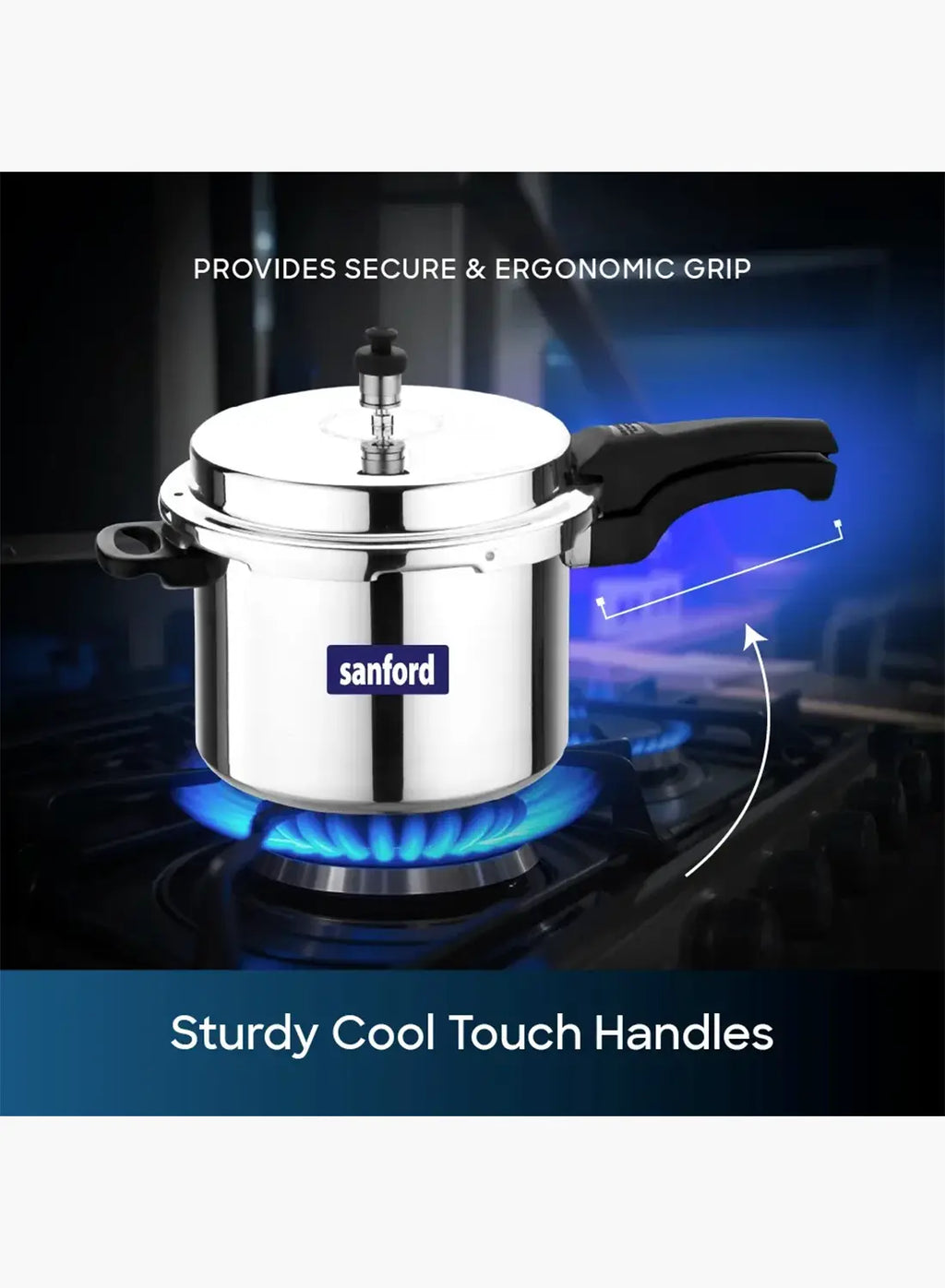 Sanford SF3254PC Aluminium Pressure Cooker 7.5L | Induction Base | Dual Safety Valve | Heavy Duty Cooker