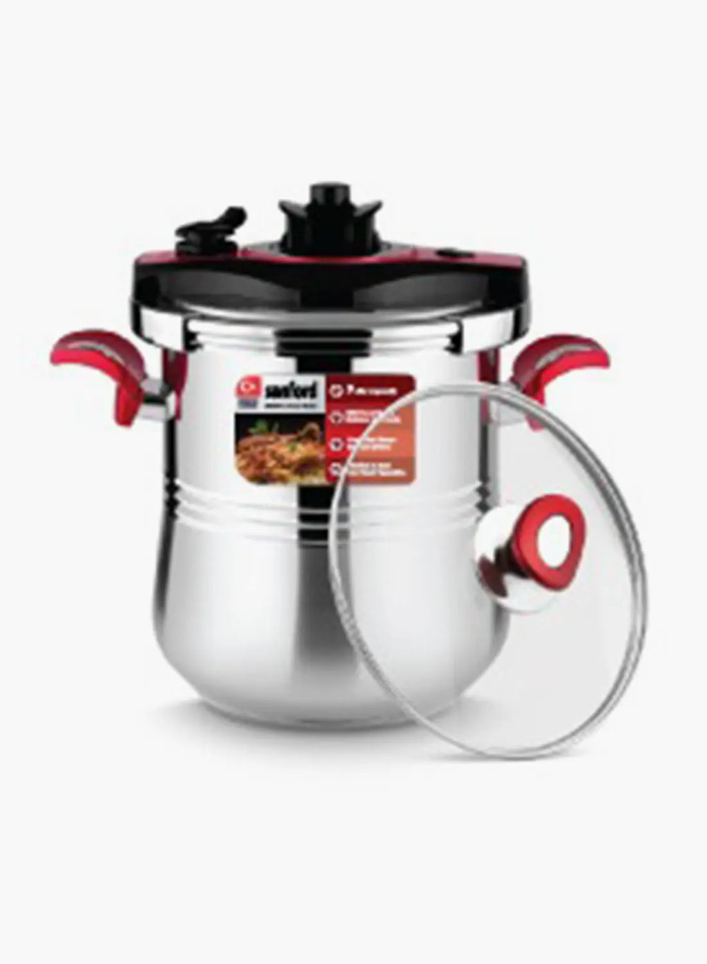 Sanford SF3263PC Stainless Steel Pressure Cooker 9L | 3-in-1 Clipso Lid | Glass Lid Included | SUS304 Body | Induction Compatible