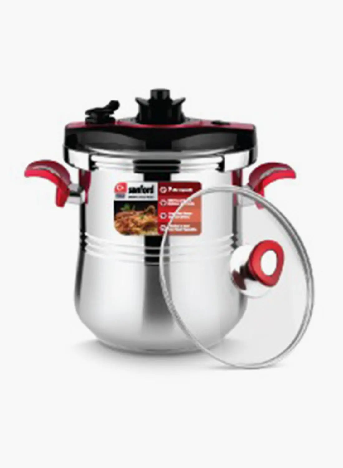 Sanford SF3263PC Stainless Steel Pressure Cooker 9L | 3-in-1 Clipso Lid | Glass Lid Included | SUS304 Body | Induction Compatible