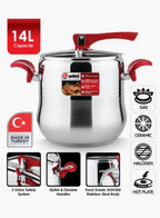 Sanford SF3262PC Stainless Steel Pressure Cooker 14L | SUS304 Body | 3 Safety Valve System | Induction Compatible | Heavy Duty