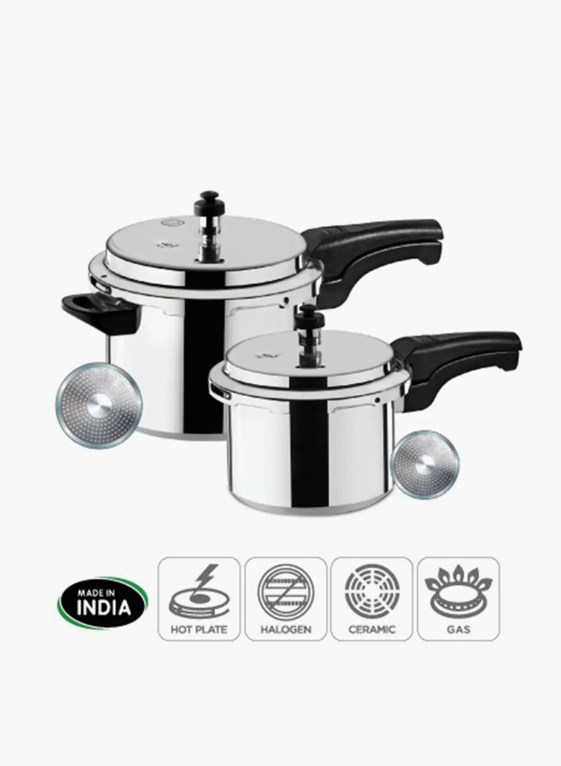 Sanford SF3272PCC Aluminium Pressure Cooker Combo 5L + 3L | Induction Base | Dual Safety Valve | 2-in-1 Cooker Set