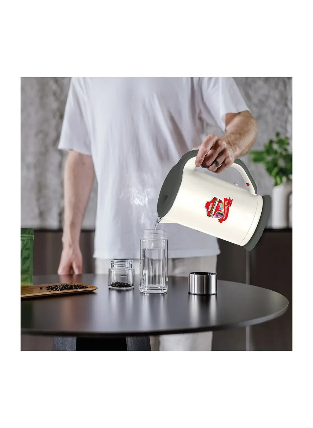 Sanford SF3328EK BS Electric Kettle 1.7L 1800W | Double Layer | Stainless Steel Inner | Auto Shut-Off | 360° Base | White