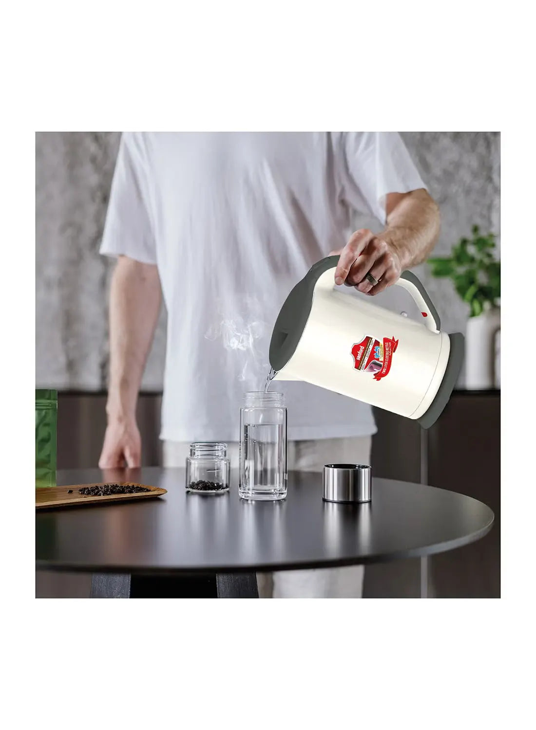 Sanford SF3328EK BS Electric Kettle 1.7L 1800W | Double Layer | Stainless Steel Inner | Auto Shut-Off | 360° Base | White
