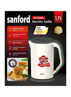 Sanford SF3328EK BS Electric Kettle 1.7L 1800W | Double Layer | Stainless Steel Inner | Auto Shut-Off | 360° Base | White