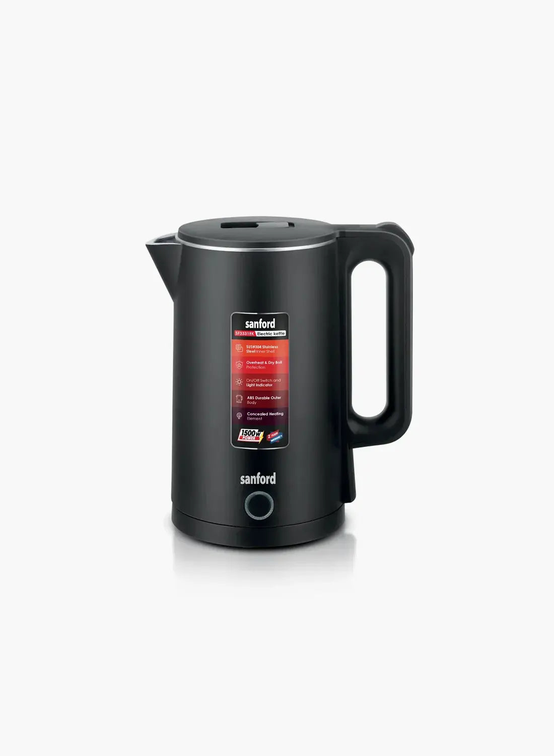 Sanford SF3331EK BS Double Layer Electric Kettle 1.8L 1500W | Stainless Steel Inner | Cool Touch | Auto Shut-Off | 360° Base