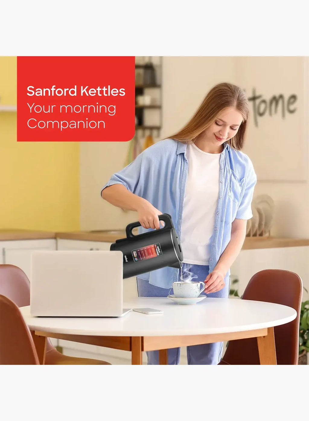 Sanford SF3331EK BS Double Layer Electric Kettle 1.8L 1500W | Stainless Steel Inner | Cool Touch | Auto Shut-Off | 360° Base