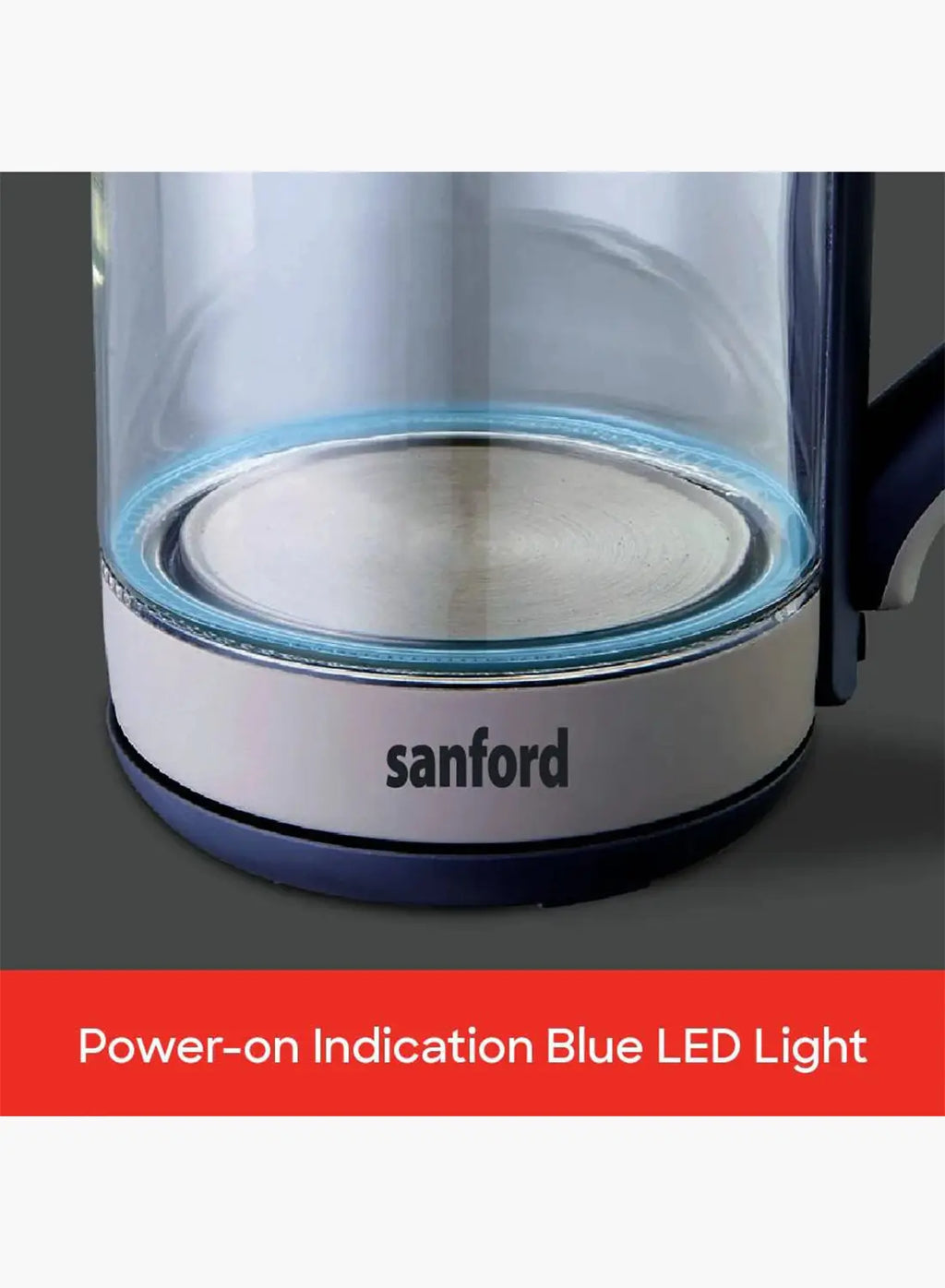 Sanford SF3354EK BS Glass Electric Kettle 1.8L 1600W | Borosilicate Glass | Blue LED Light | Auto Shut-Off | 360° Base