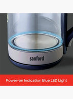 Sanford SF3354EK BS Glass Electric Kettle 1.8L 1600W | Borosilicate Glass | Blue LED Light | Auto Shut-Off | 360° Base