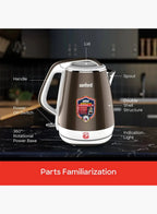 Sanford SF3364EK BS Electric Kettle 1.7L 1500W | Double Layer Cool Touch | SUS304 Stainless Steel Inner | Auto Shut-Off | 360° Base