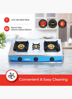 Sanford SF5310GC 3 Burner Gas Stove | Stainless Steel | Auto Ignition | Low Gas Consumption | Powerful Flame