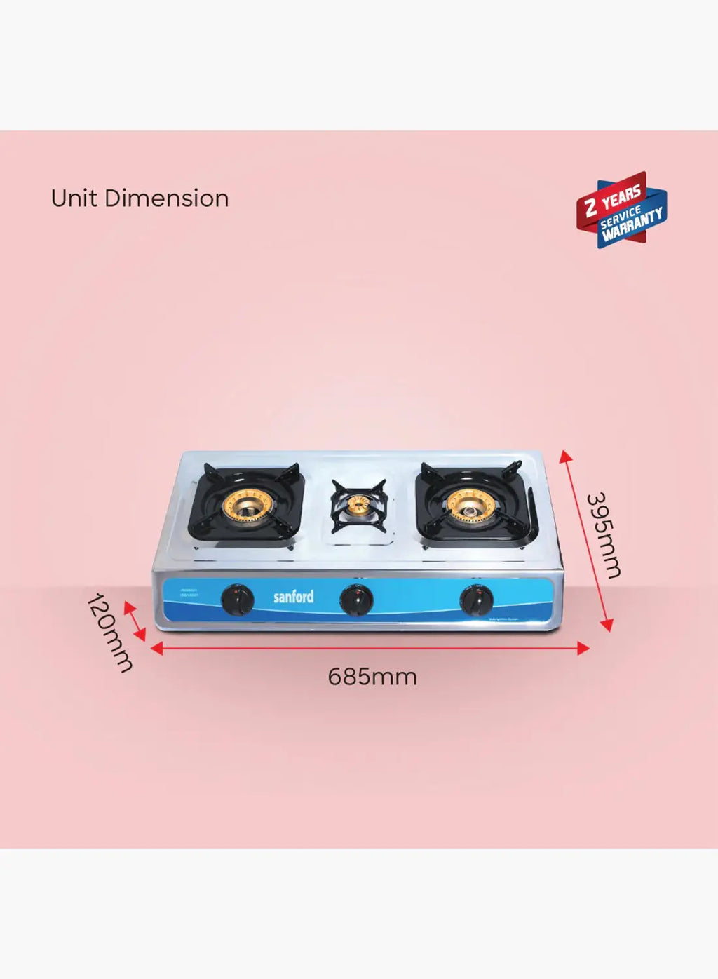 Sanford SF5310GC 3 Burner Gas Stove | Stainless Steel | Auto Ignition | Low Gas Consumption | Powerful Flame