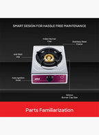 Sanford SF5352GC 1 Burner Gas Stove | Stainless Steel | Auto Ignition | Blue Flame | Compact LPG Cooktop