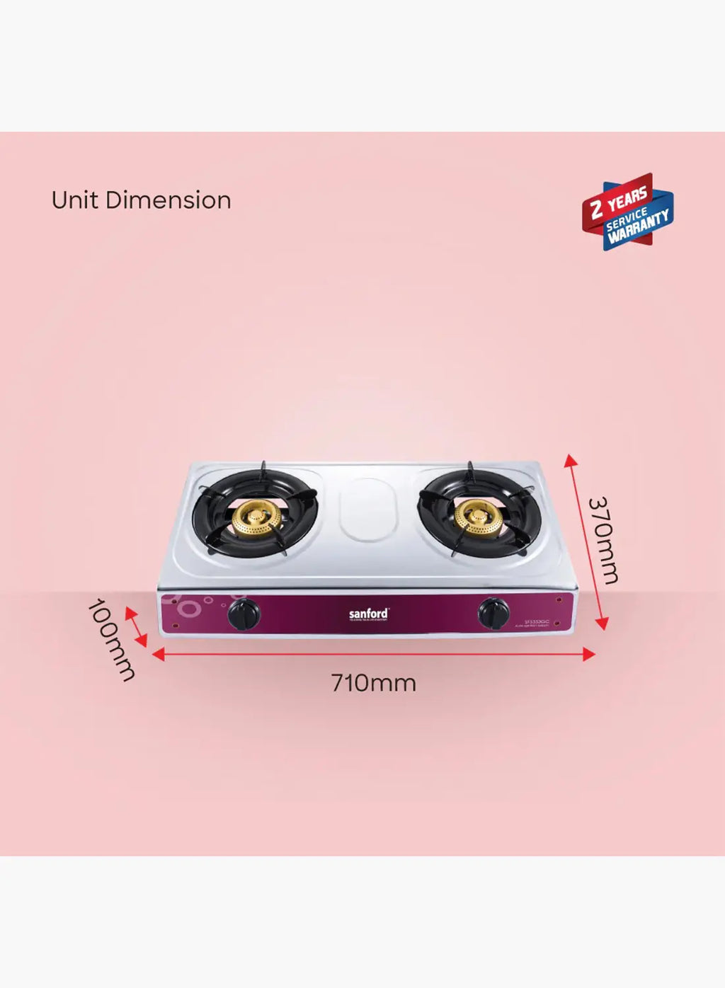 Sanford SF5353GC 2 Burner Gas Stove | Stainless Steel | Auto Ignition | Blue Flame | Indian Burners | Low Gas Consumption