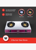 Sanford SF5353GC 2 Burner Gas Stove | Stainless Steel | Auto Ignition | Blue Flame | Indian Burners | Low Gas Consumption