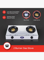 Sanford SF5356GC 2 Burner Gas Stove | Stainless Steel | Auto Ignition | Indian Burners | Low Gas Consumption | Blue Flame
