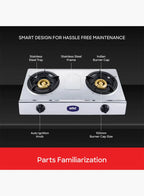Sanford SF5356GC 2 Burner Gas Stove | Stainless Steel | Auto Ignition | Indian Burners | Low Gas Consumption | Blue Flame