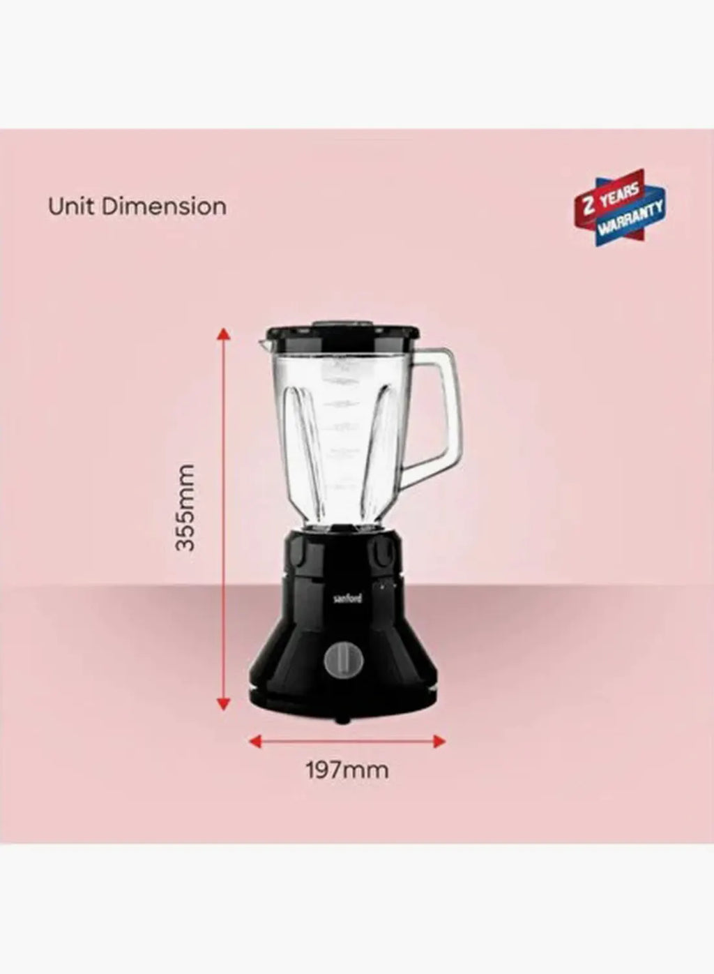 Sanford SF5515BR BS 3-in-1 Blender 1.5L 350W | Dual Dry Mill Jars | 2 Speed + Pulse | Stainless Steel Blades | Multicolour