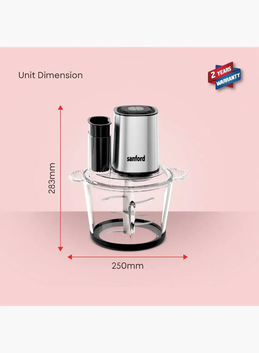 Sanford SF5580FC Food Chopper 3.0L 500W | 6-in-1 Multifunction | Glass Bowl | Copper Motor | Dual Speed | Stainless Steel Blades